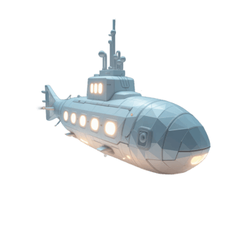 Submarine 3D Model On Transparent Background png