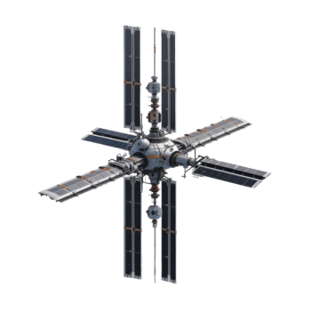 Gray And White Space Station With Orange Highlights 3D Model png