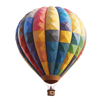 Colorful Polygonal Hot Air Balloon Illustration png