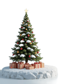 Festive Christmas Tree With Presents And Star png