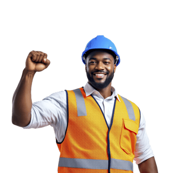 An african american man in an orange vest and safety vest png