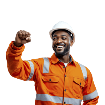 An african american man in an orange safety vest png