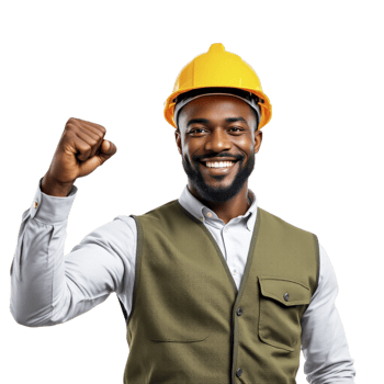 An african american man in a hard hat and vest png