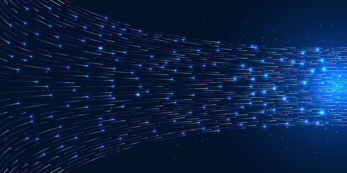 Big data The lines that rise simultaneously represent the use of technology to store, process, and analyze, including Big Data, AI, Machine Learning, Cloud Computing, and Data Analytics. vector