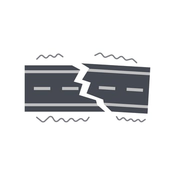 earthquake disaster shaking road building and warning concept vector