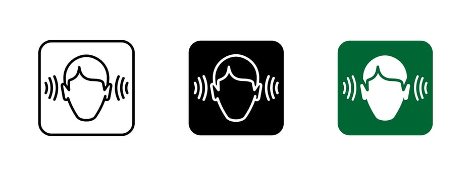 Hearing icon. Sound wave illustration. Auditory perception symbol. Listening, noise awareness and sound reception sign. Acoustic signal for communication and sensory alerts. vector