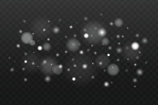 Sparkling space dust particles. Glitter dust shimmer. Sparkling background with light effect. vector