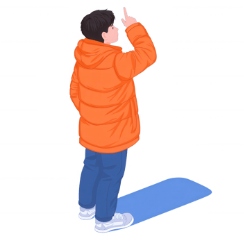 A person in an orange jacket standing and gesturing, isolated on a white background. The mood is casual and relaxed, perfect for lifestyle themes. png