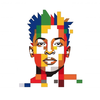 A vibrant, colorful abstract portrait representing diversity, unique identity, and modern artistic expression against a transparent background. png