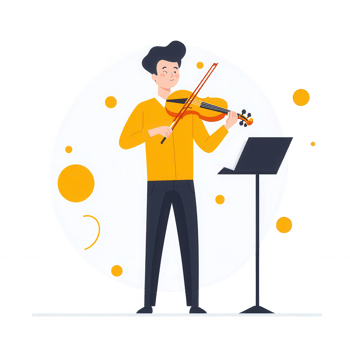 A young man playing the violin against a vibrant, abstract background. He is focused and passionate about music, embodying creativity and art in a lively atmosphere. png