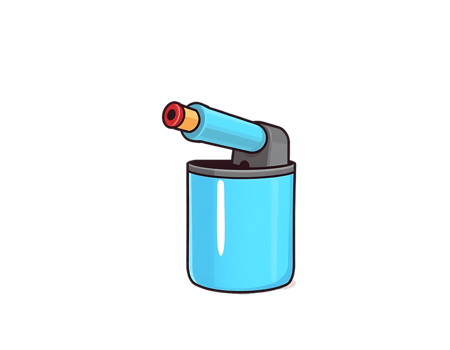 Cartoon illustration of a blue gas torch png