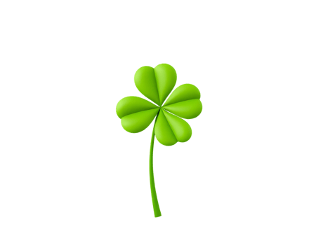 Green Four-Leaf Clover Isolated on Transparent Background png