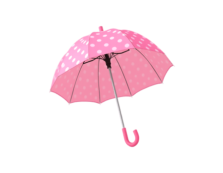Pink polka dot umbrella png