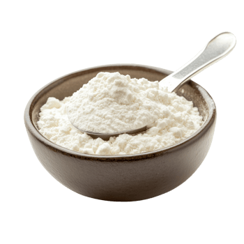 Bowl of Fine White Powder with Spoon png