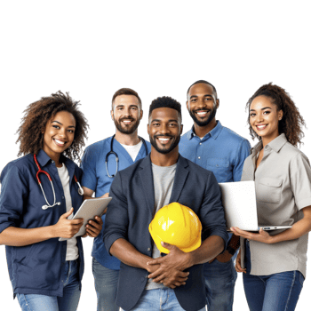 A group of people in construction clothing png