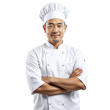 Asian male chef isolated on black background png