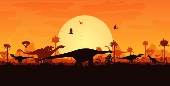 Prehistoric dinosaurs silhouettes vector