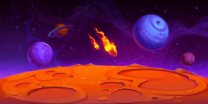 Galaxy alien space planet landscape background vector