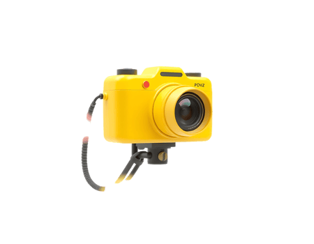 Yellow Digital Camera with Tripod png