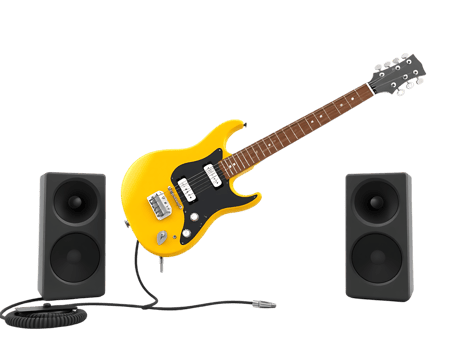 Electric guitar with audio speakers png