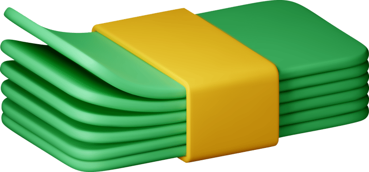 3D Stack of green money currency icon png