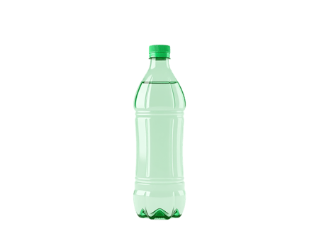 Green plastic water bottle isolated on transparent background. png