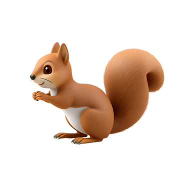 Cute cartoon squirrel in 3D rendering with a fluffy tail png