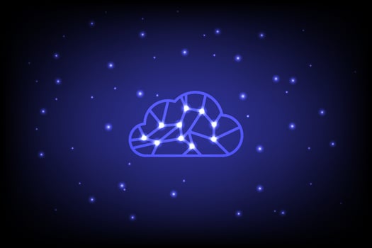 Abstract Technology cloud Network Connection Neon Dots and star vector