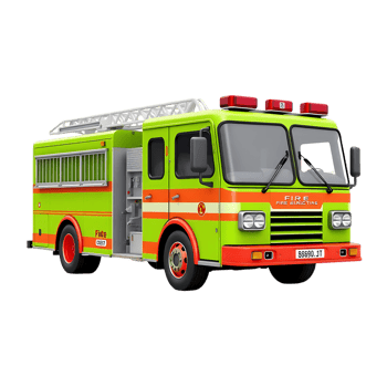 Vibrant Green and Red Fire Truck - Emergency Vehicle Illustration png
