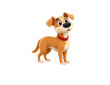 Happy cartoon dog with a red collar png