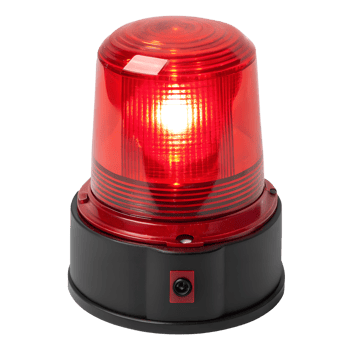 A bright red emergency beacon pulsating with urgent warning, a symbol of immediate attention and potential danger, showcasing a powerful light within its translucent dome. png
