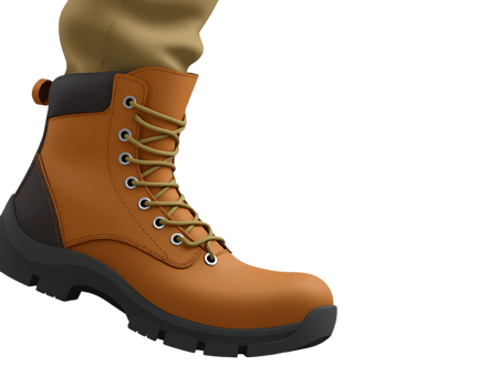 Brown Leather Work Boot Isolated png