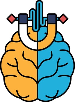 A brain with a magnet on it vector