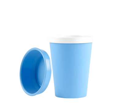 Blue plastic cup with lid on a transparent background png