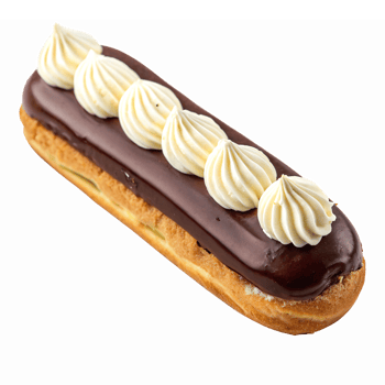 Delicious Chocolate Eclair Topped with Whipped Cream on Transparent Background png