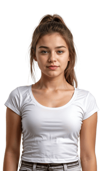 gorgeous girl in tight white half sleeves tee png