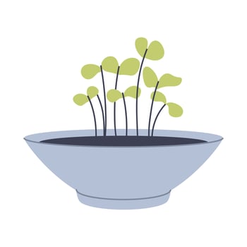 Simple illustration of sprouts in a pot. Perfect for minimalist and botanical designs. vector