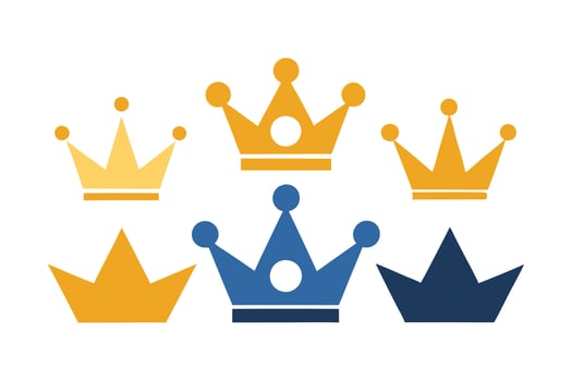Assorted Royal Crown Set Golden and Blue Designs on Transparent Background vector