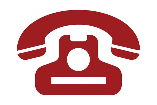 Red Retro Telephone Icon Isolated On White Background Minimalist Phone Design vector