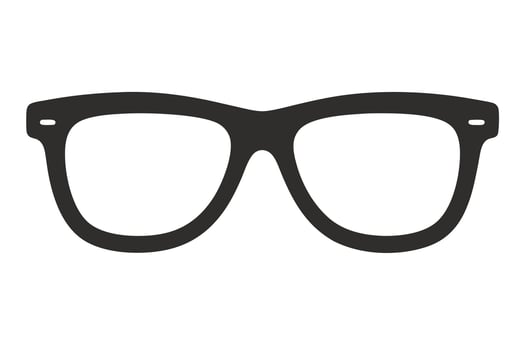 Eyeglasses in Solid Black Silhouette Against Transparent Background Design vector