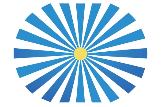 Sunlight Rays Icon With Yellow Circle, Blue Gradient on Transparent Background vector