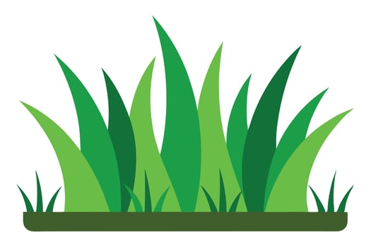 Lush Green Grass Patch with Cartoon Style on Isolated White Background vector