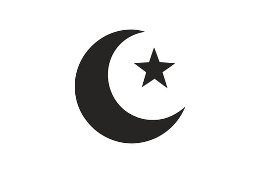 Crescent Moon and Star Symbol on White Background in Minimalist Style vector
