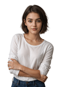 woman in full sleeves white tshirt mockup png