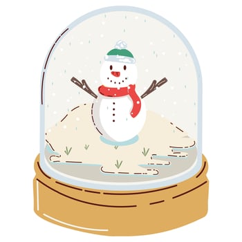 Festive Snowman Inside a Decorative Winter Snow Globe Artwork vector