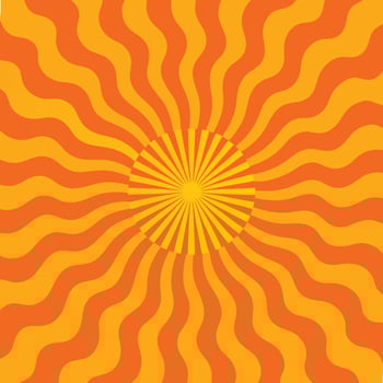 Vibrant Orange Sunburst Background with Wavy Rays and Bright Center vector