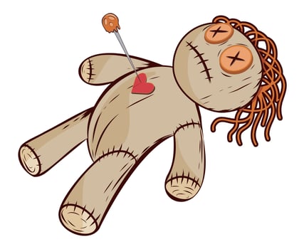 Voodoo Doll with Pin and Heart Symbol Illustration vector