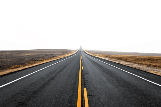 Open Straight Road Landscape with Clear Horizon and Vast Wilderness Background png