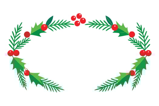 Christmas Greenery with Holly Leaves and Red Berries on White Background vector