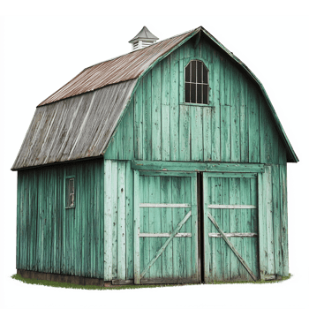 Rustic Green Barn with Weathered Wooden Texture Ideal for Farmhouse and Country Designs png